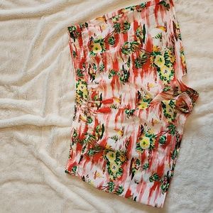 City Streets Tropical Lightweight Pull-on Shorts with Drawstring Women's Size XL